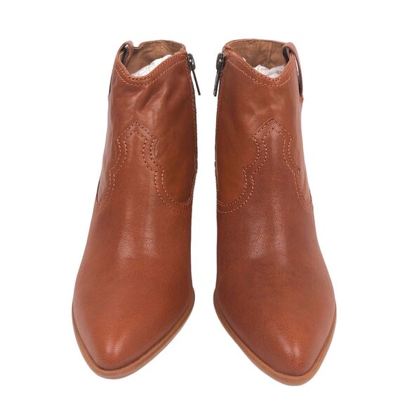 Frye Reina Bootie Leather Ankle Boots 6.5 Western Cognac Brown New Minor Defects - Picture 2 of 9